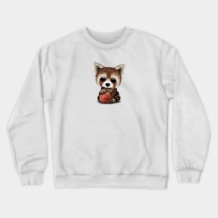 Cute Baby Red Panda Playing With Basketball Crewneck Sweatshirt